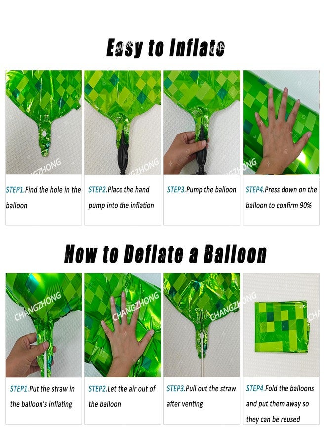 CHANGZHONG 40 Inch Green Pixel Miner Themed Balloon Number Large Mining Foil Balloon 0-9 Suitable Pixel Game Themed Party Children'S Birthday Niversary Celebrations Baby Shower Decoration Supplies (Number 5) - Image 2