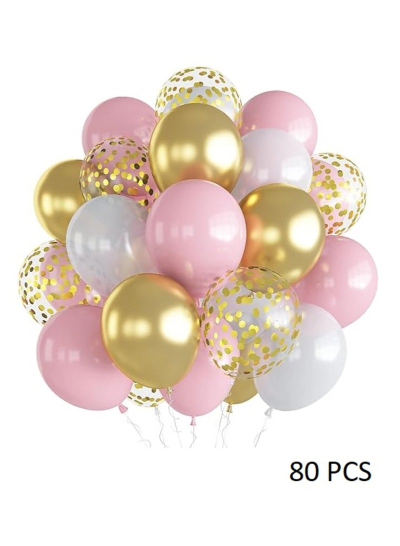 Boxwoods Pink White Golden Chrome And Confetti Balloons For Baby Shower Birthday Theme Party Decoration - Image 1