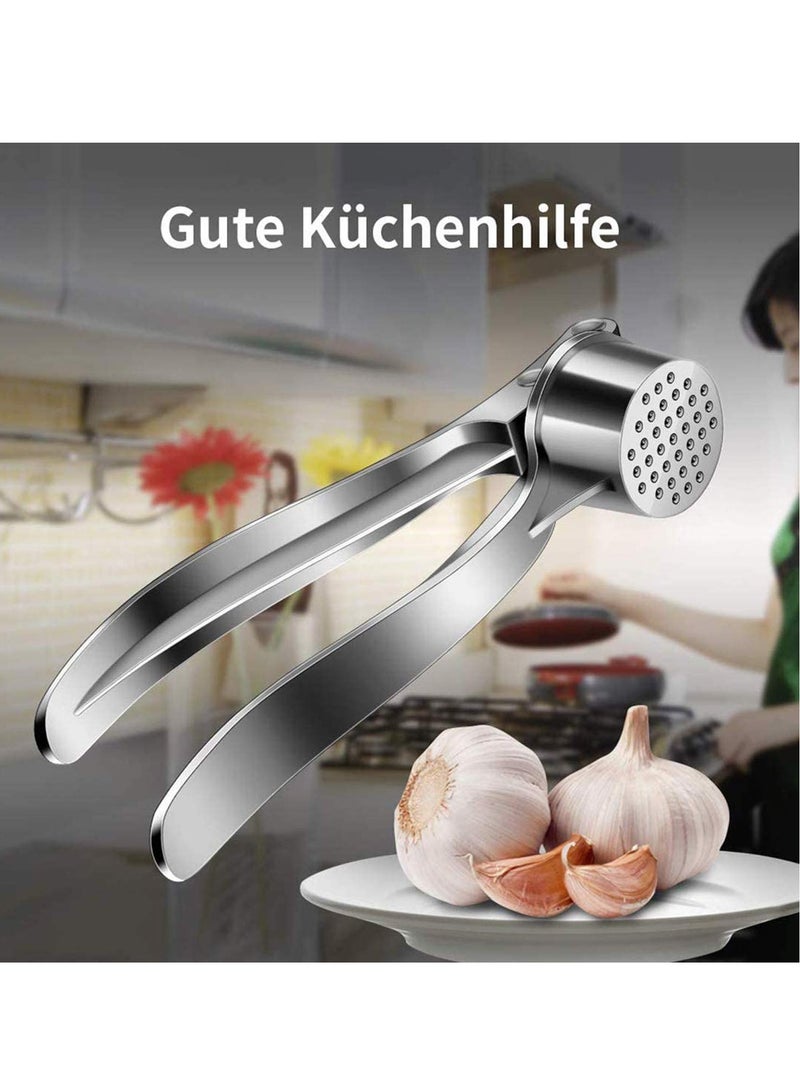 SYOSI مطحنة ثوم من الفولاذ المقاوم للصدأ احترافية متميزة مع مقبض مريح مقاوم للصدأ سهلة الاستخدام والتنظيف آمنة في غسالة الصحون أداة مطبخ لطهي الطعام - Image 3