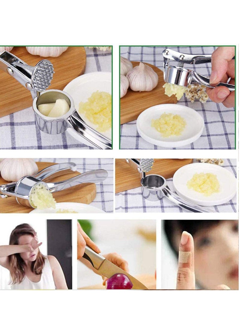SYOSI مطحنة ثوم من الفولاذ المقاوم للصدأ احترافية متميزة مع مقبض مريح مقاوم للصدأ سهلة الاستخدام والتنظيف آمنة في غسالة الصحون أداة مطبخ لطهي الطعام - Image 2