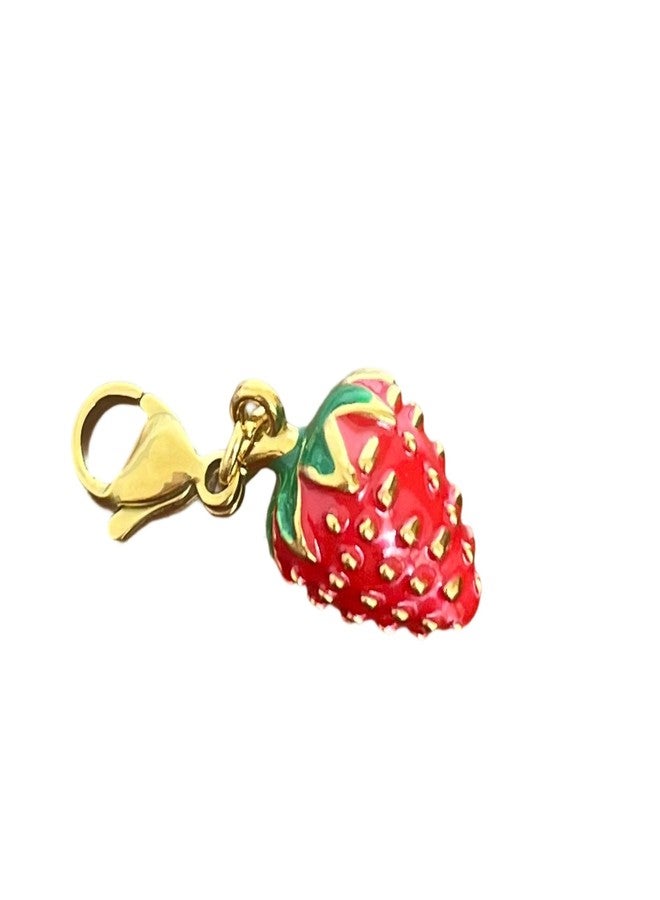 AMOBESTER 3D Strawberry Clip-On Charms Stainless Steel Fruit Pendant for DIY Jewelry, Necklace, Bracelet, Zipper Pull– Cute Kawaii Charms for Crafting - Image 1