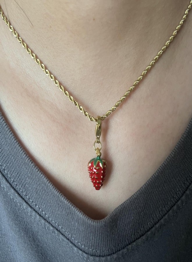 AMOBESTER 3D Strawberry Clip-On Charms Stainless Steel Fruit Pendant for DIY Jewelry, Necklace, Bracelet, Zipper Pull– Cute Kawaii Charms for Crafting - Image 5