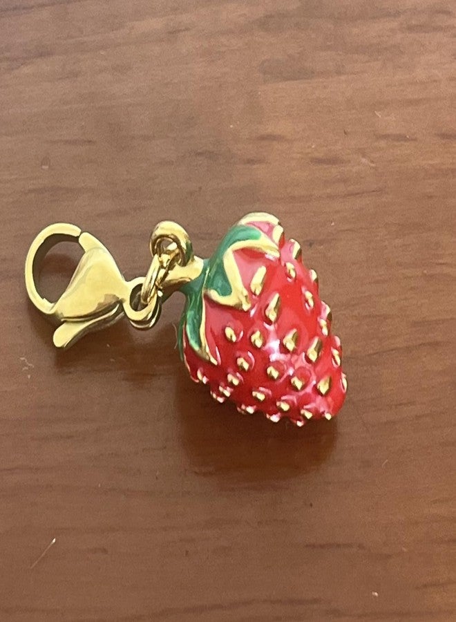 AMOBESTER 3D Strawberry Clip-On Charms Stainless Steel Fruit Pendant for DIY Jewelry, Necklace, Bracelet, Zipper Pull– Cute Kawaii Charms for Crafting - Image 4