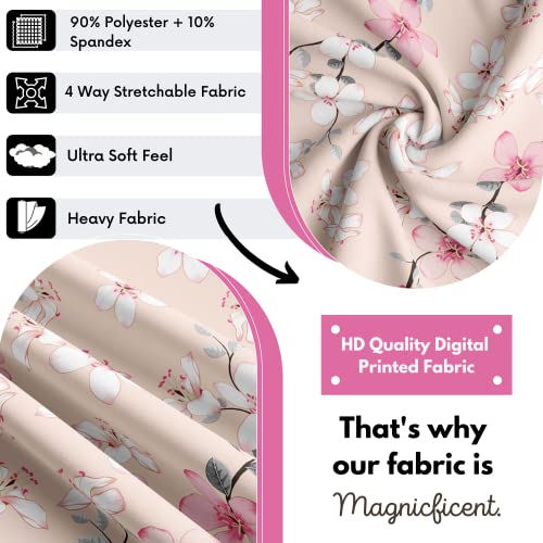 BRIDA® Polyester Spandex Stretchable Floral Geometric Printed Dining Chair Covers Elastic Chair Seat Case Protector, Slipcovers (4 Chair Cover, Peach Flowers) - Image 4