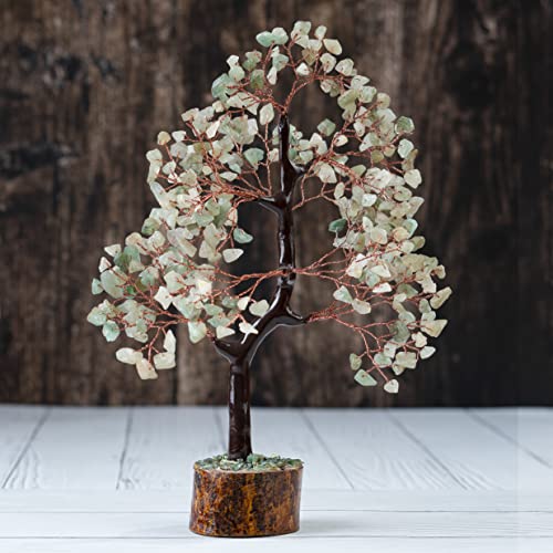 HindCraft Green Jade Crystal Tree Good Luck Showpiece for Home Decor Items Crystals Gemstones Bonsai Money Tree for Good Luck, Decoration Gift Item, Copper Wire, 10-12 inch - Image 3
