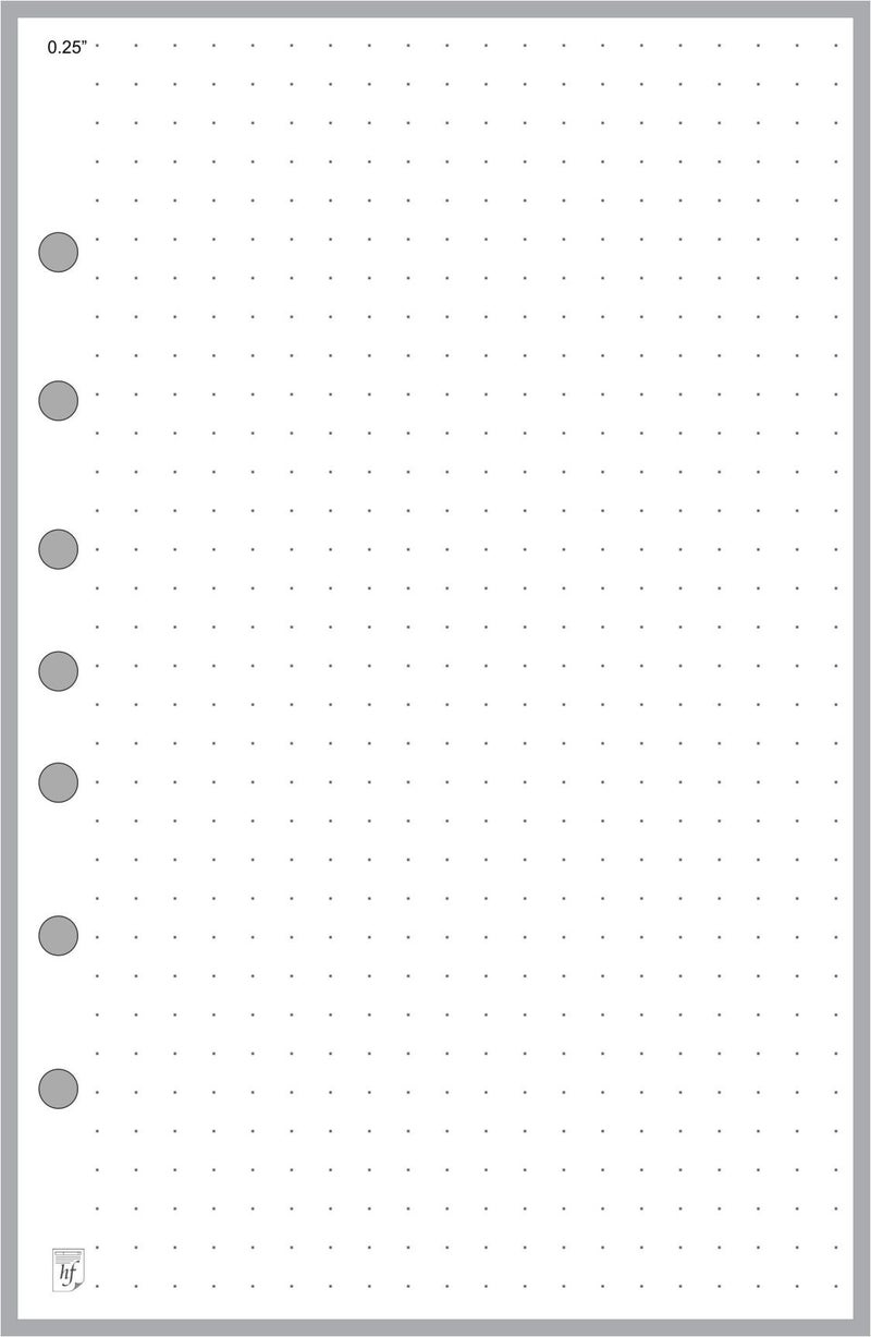Classic Size Dot Grid Paper Refill, 5mm Spacing, Sized and Punched with 7 Holes for 7-Ring Notebooks Such as Franklin, etc. (5.5" x 8.5")