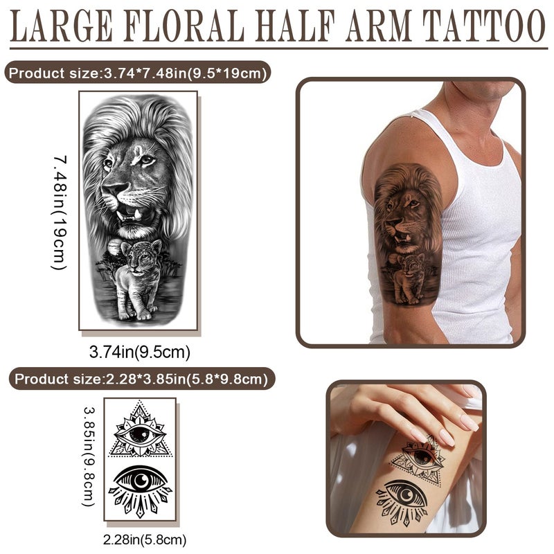 atydkug 77 Sheets Temporary Tattoo for Men and Women  17 Sheets Half Arm Chest Shoulder Fake Tattoos  60 sheets Tiny Black for Adults  Waterproof Realistic Tattoos Long-Lasting - Image 3