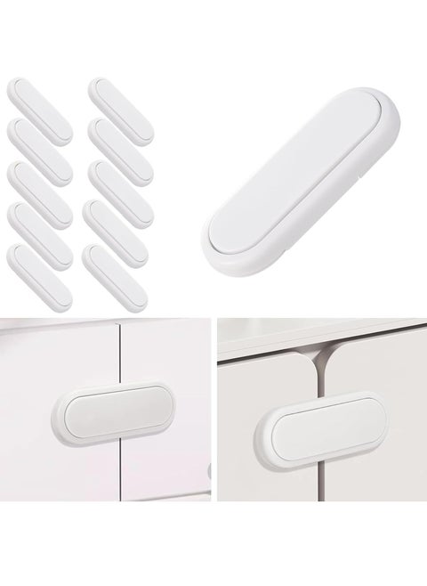 Pack of 10 Baby Safety Locks No Drilling Drawer Lock Child Safety Door Bolt for Cupboards Drawers Refrigerators White