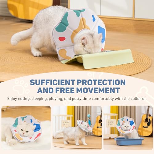 Avont Soft Cat Recovery Cone Collar Adjustable Lightweight Kitten ECollar for Small Dogs Comfortable Neck Donut Stop Licking Scratching After Surgery CowS - Image 3