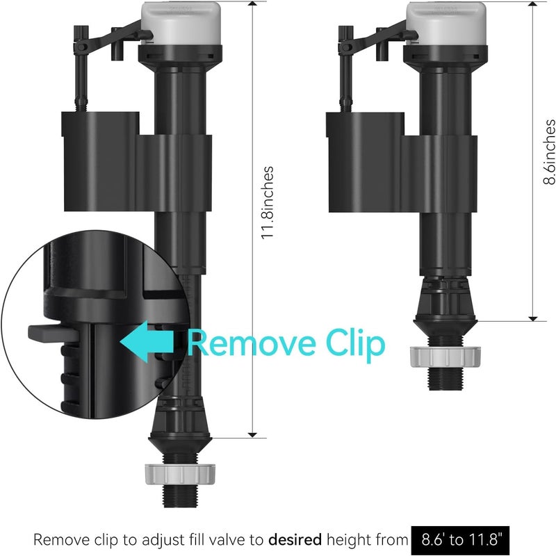RT A1250L Toilet Fill Valve Toilet Tank Parts Replacement Universal Toilet Repair Kit Inside Tank Quiet Fill Anti-Siphon - Image 5