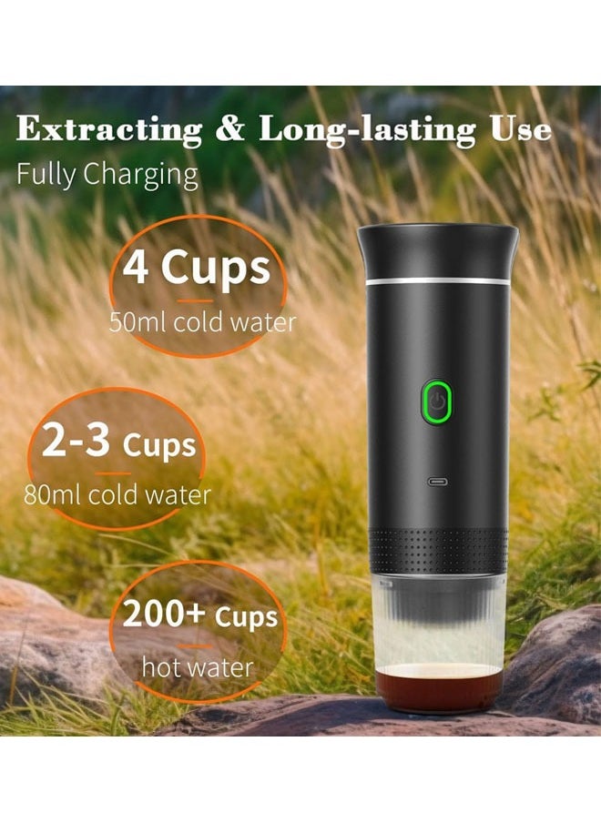 L&E Portable Electric Espresso Machine with 3-5 Min Self-Heating, Mini Car Travel Coffee Maker with 8500mAh Battery, Compatible with Ground Coffee & NS Capsule for Home, Office (Silver)  - Image 2