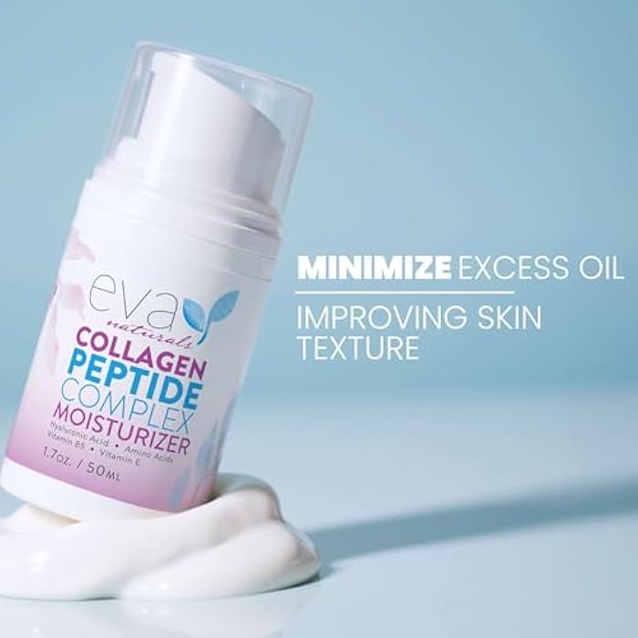 Eva Naturals Collagen Peptide Complex Moisturizer – Face Cream with Multi-Peptides, Hyaluronic Acid, Amino Acids, Vitamin B5 and E – Rich Night Lotion for Youthful Glow and Fine Line Care – 1.7 Fl Oz - Image 4