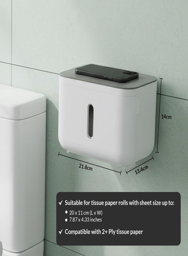 Srxes Self Adhesive Toilet Paper Holder for Bathroom with Mobile Stand, Wall Mounted Tissue Paper Holder, Toilet Paper Roll Holder for Bathroom, Bathroom Accessories (White) - Image 2