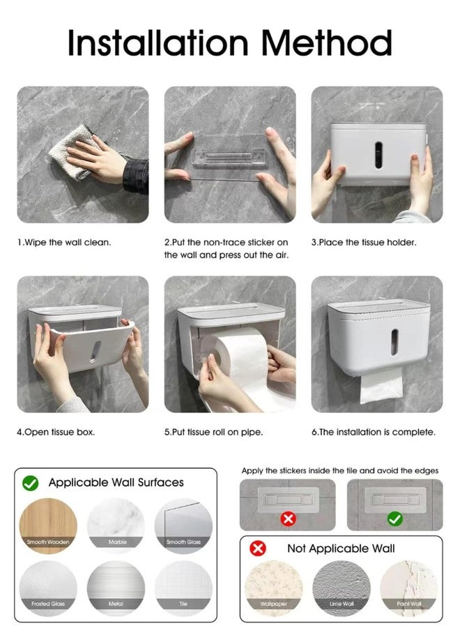 Srxes Self Adhesive Toilet Paper Holder for Bathroom with Mobile Stand, Wall Mounted Tissue Paper Holder, Toilet Paper Roll Holder for Bathroom, Bathroom Accessories (White) - Image 3
