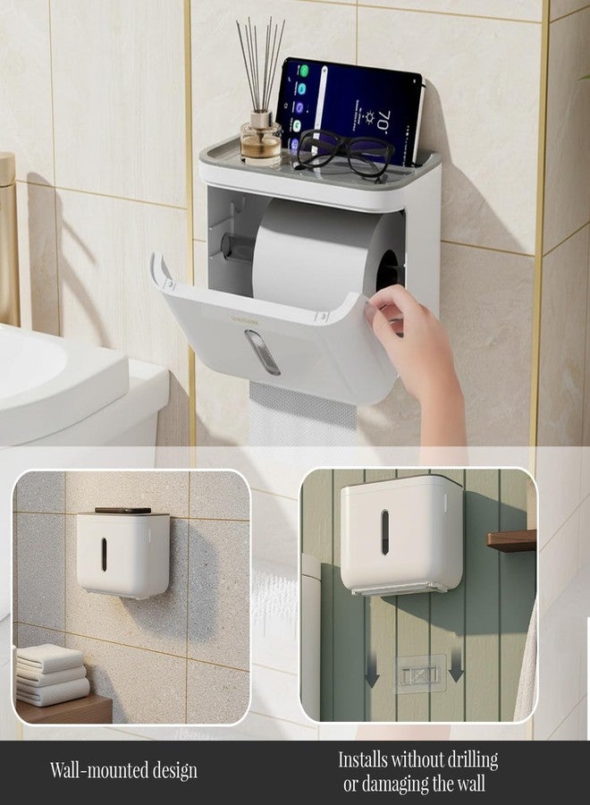 Srxes Self Adhesive Toilet Paper Holder for Bathroom with Mobile Stand, Wall Mounted Tissue Paper Holder, Toilet Paper Roll Holder for Bathroom, Bathroom Accessories (White) - Image 5