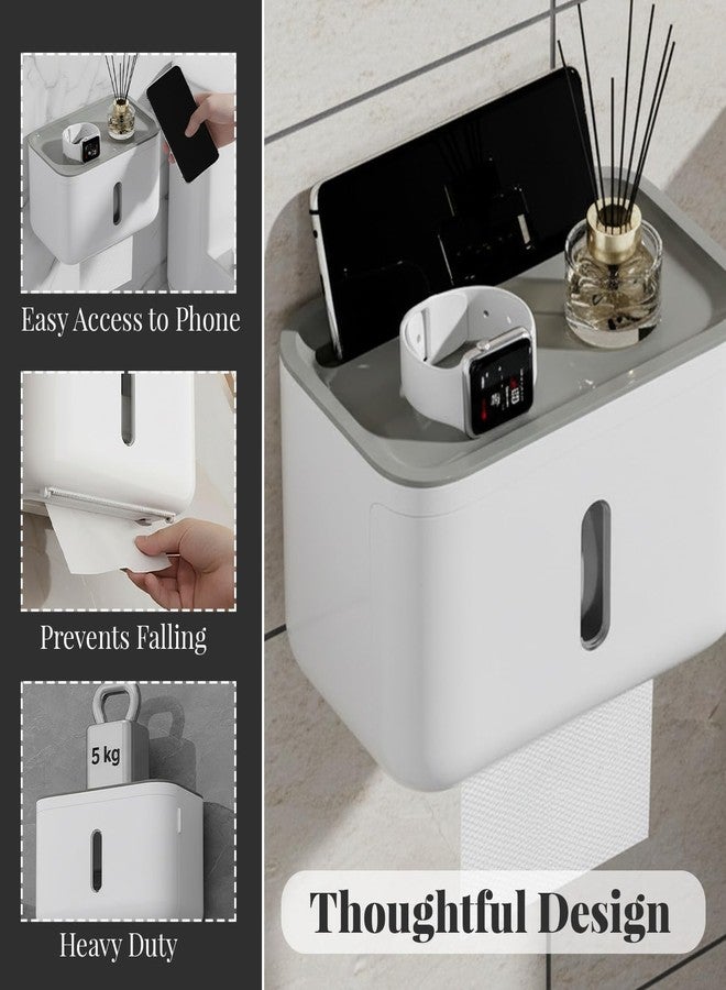 Srxes Self Adhesive Toilet Paper Holder for Bathroom with Mobile Stand, Wall Mounted Tissue Paper Holder, Toilet Paper Roll Holder for Bathroom, Bathroom Accessories (White) - Image 4