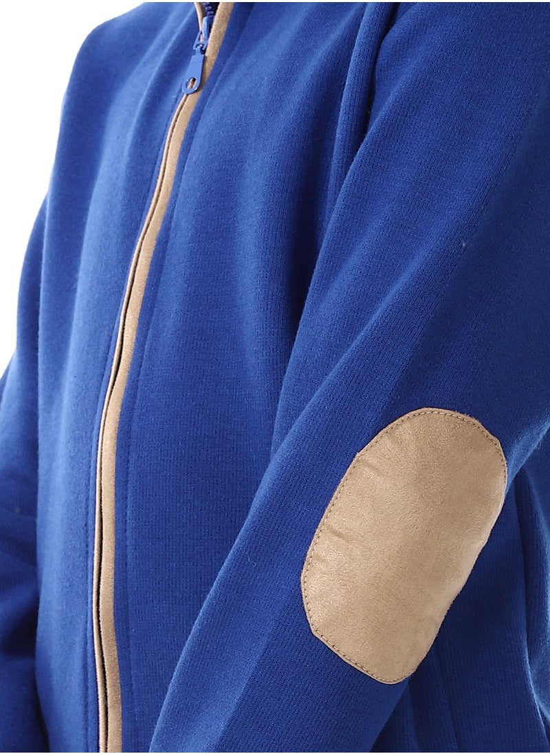 Andora - Slash Pockets Plain Zipped Boys Sweatshirt_ Royal Blue - Image 1