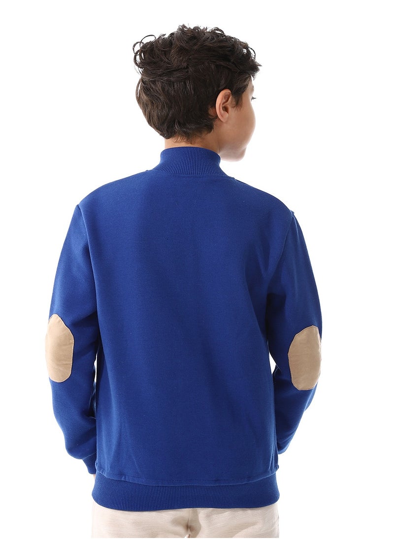 Andora - Slash Pockets Plain Zipped Boys Sweatshirt_ Royal Blue - Image 1
