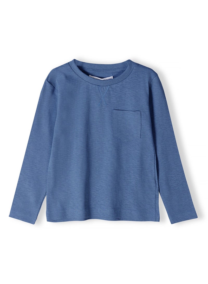 MINOTI Boys Long Sleeve Basic T-Shirt with Chest Pocket - Image 1