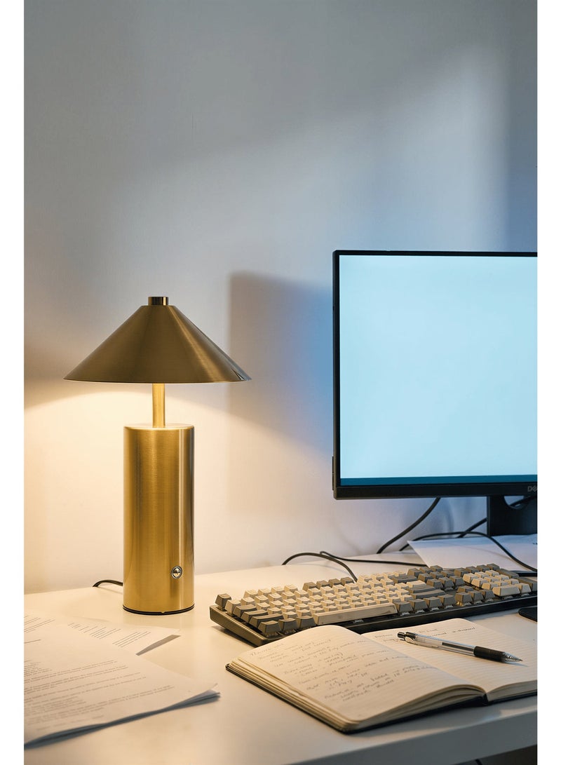 مصباح طاولة LED على شكل قبعة كلاسيكية ذهبية، مصباح مكتب يعمل باللمس وقابل لإعادة الشحن، ضوء محيطي قابل للتعتيم، ضوء ليلي إبداعي حديث لنمط الحياة في غرفة النوم، غرفة المعيشة، المنزل وديكور البار - Image 1