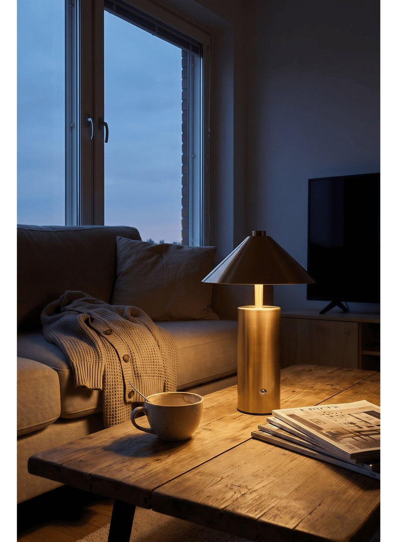 مصباح طاولة LED على شكل قبعة كلاسيكية ذهبية، مصباح مكتب يعمل باللمس وقابل لإعادة الشحن، ضوء محيطي قابل للتعتيم، ضوء ليلي إبداعي حديث لنمط الحياة في غرفة النوم، غرفة المعيشة، المنزل وديكور البار - Image 5