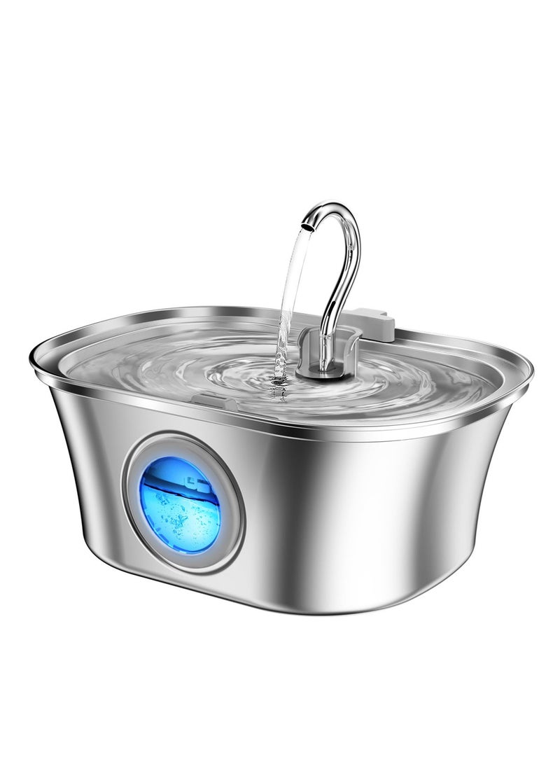 SYOSI Cat Water Fountain with Water Level Window, 108oz 3.2L Stainless Steel Automatic Pet Water Fountain, Dishwasher Safe Dog Water Dispenser with Ultra-Quiet Pump, Multi-Filtration System - Image 1