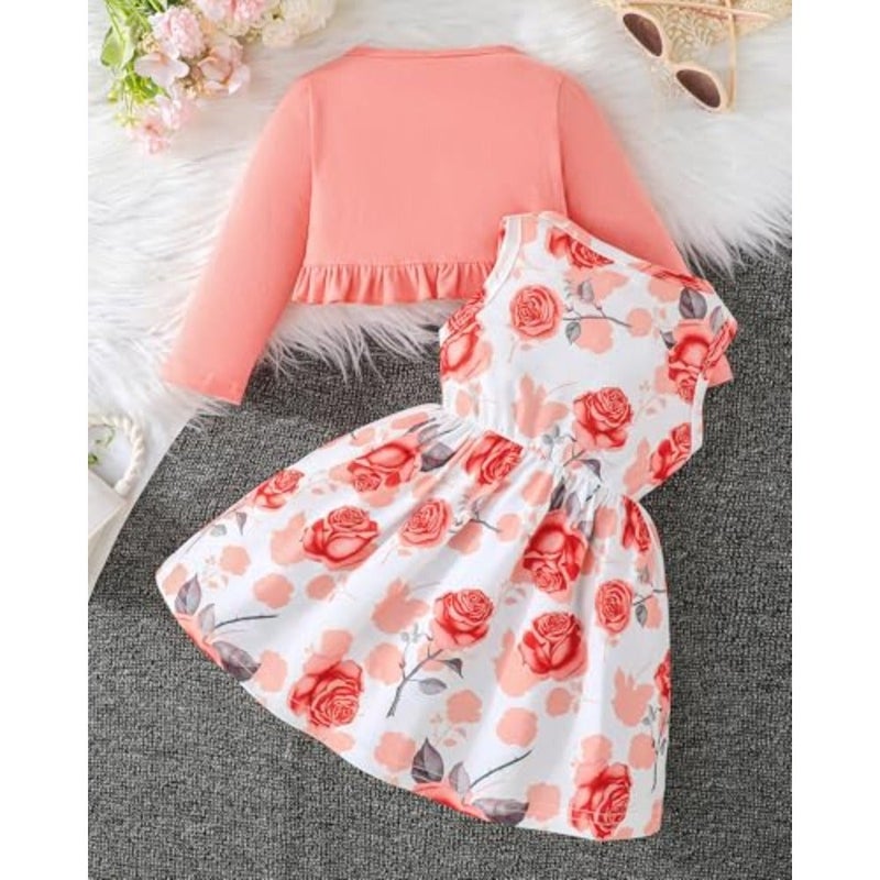 Rosibel Girls Dress and Cotton Cardigan Set for M3T Spring and Autumn Clothing - Image 3