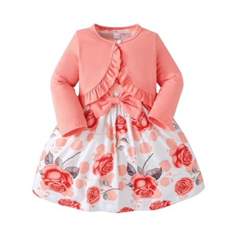 Rosibel Girls Dress and Cotton Cardigan Set for M3T Spring and Autumn Clothing - Image 1