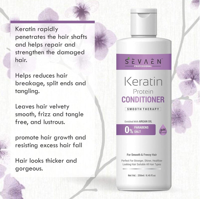 Sevaen Keratin Smooth Daily Shampoo  Keratin Smooth Daily Conditioner with Shower gel 300ml For All Unisex - Image 2