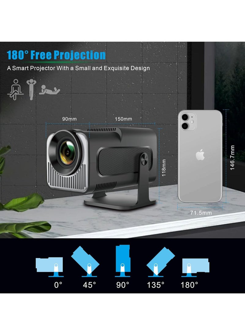 Mini Projector,HY320 Mini 4K 200 ANSI Projector with Wifi 6 and Bluetooth 5, Portable Projector Auto Keystone Correction,30"-130" Screen,180°Rotatable, Android 11.0 Smart Movie Projector  - Image 4