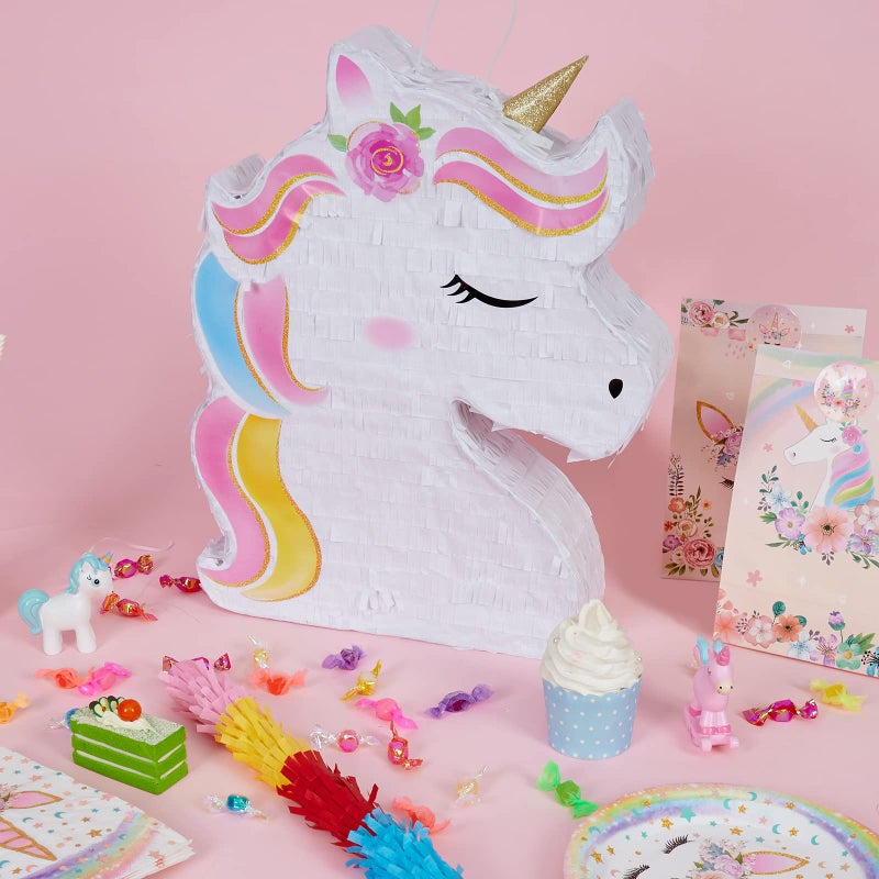 Wernnsai Unicorn Pinata - Unicorn Party Supplies Pinata Bundle with Blindfold and Bat for Girls Kids Rainbow Unicorn Theme Birthday Party Game Decorations (40 x 31 x 8cm) - Image 2