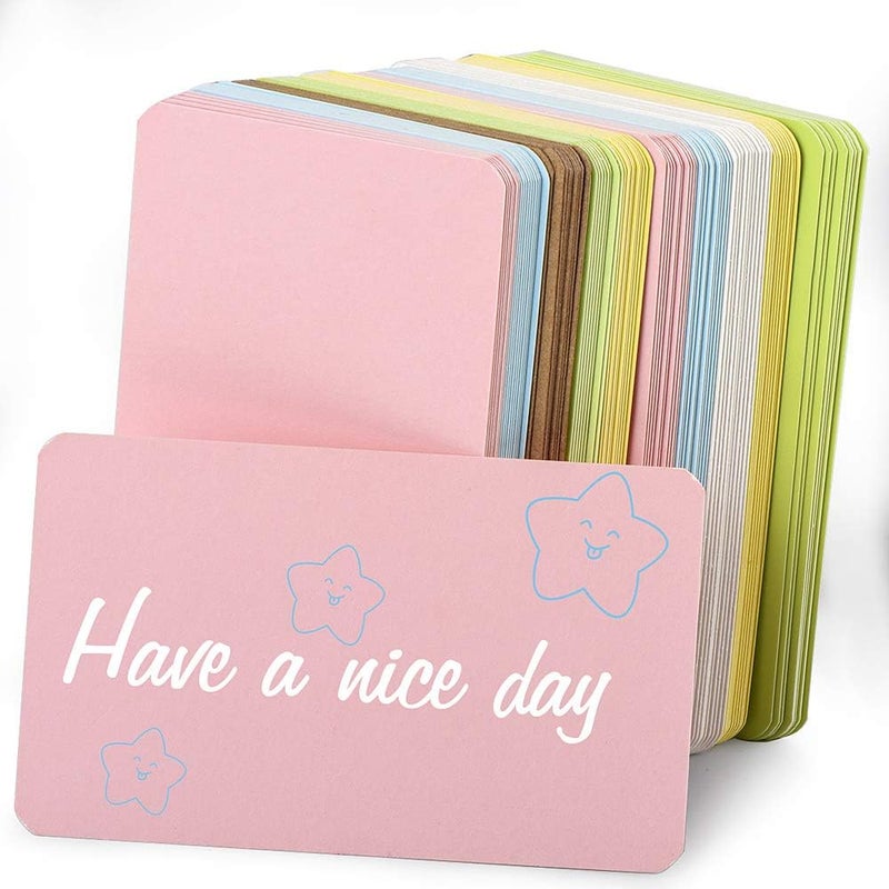 Nettbe 100pcs 3.54"x2" Blank Kraft Paper Business Card, Words Message Notes paper Tags, Mini Craft Cardboard Festival gifts - 6 colors - Image 2
