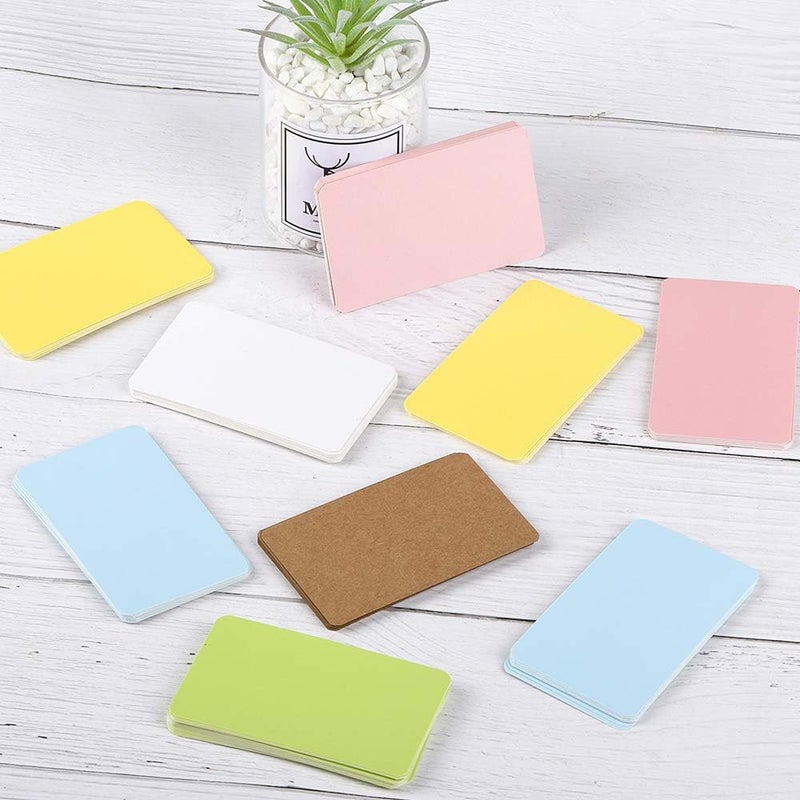 Nettbe 100pcs 3.54"x2" Blank Kraft Paper Business Card, Words Message Notes paper Tags, Mini Craft Cardboard Festival gifts - 6 colors - Image 4