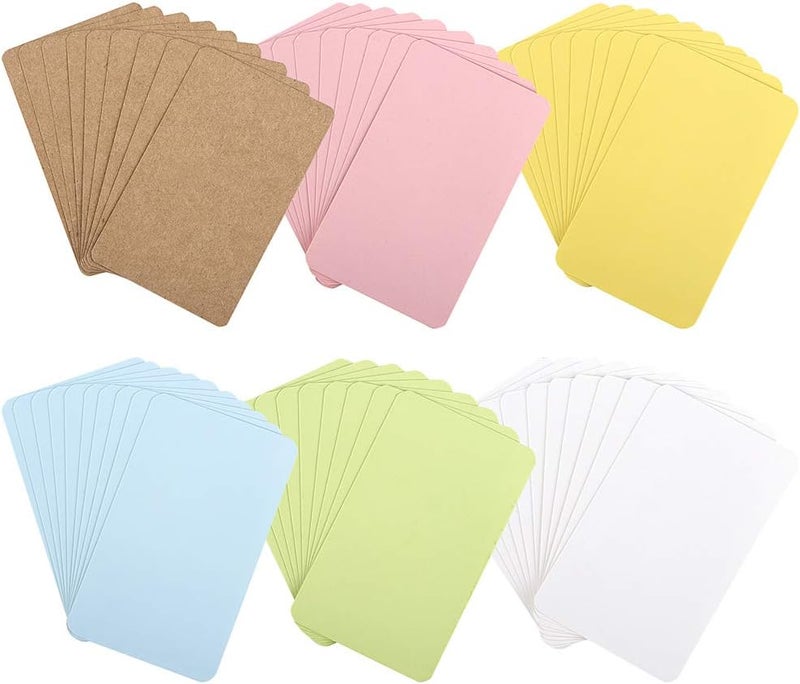 Nettbe 100pcs 3.54"x2" Blank Kraft Paper Business Card, Words Message Notes paper Tags, Mini Craft Cardboard Festival gifts - 6 colors - Image 1