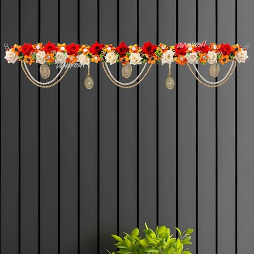 Virushka Handicraft Rose & Pearl Door Toran For Home Decoration And Office Decor|Door Hanging For Door Decoration, Thoranam/Thorans For Main Entrance Door, Latest Bandarwal For Home Door | - 38 Inch - Image 5