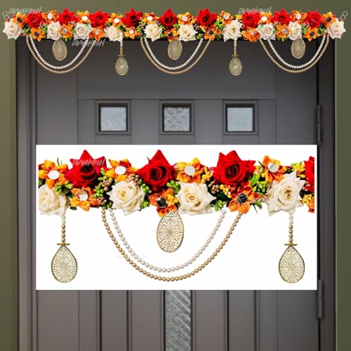 Virushka Handicraft Rose & Pearl Door Toran For Home Decoration And Office Decor|Door Hanging For Door Decoration, Thoranam/Thorans For Main Entrance Door, Latest Bandarwal For Home Door | - 38 Inch - Image 1