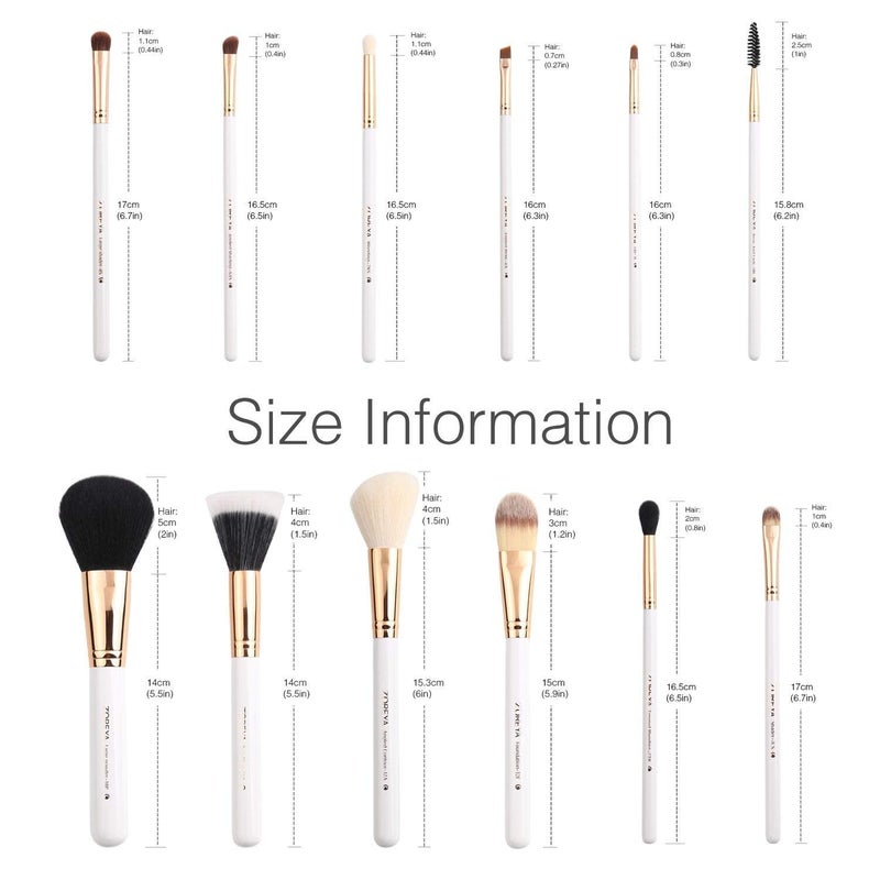 Z'OREYA Travel Makeup Brush Set White 12pcs Makeup Brushes Premium Synthetic Hair Professional Foundation Powder Contour Blush Cosmetic Eye Brush Sets With Holder - Image 5