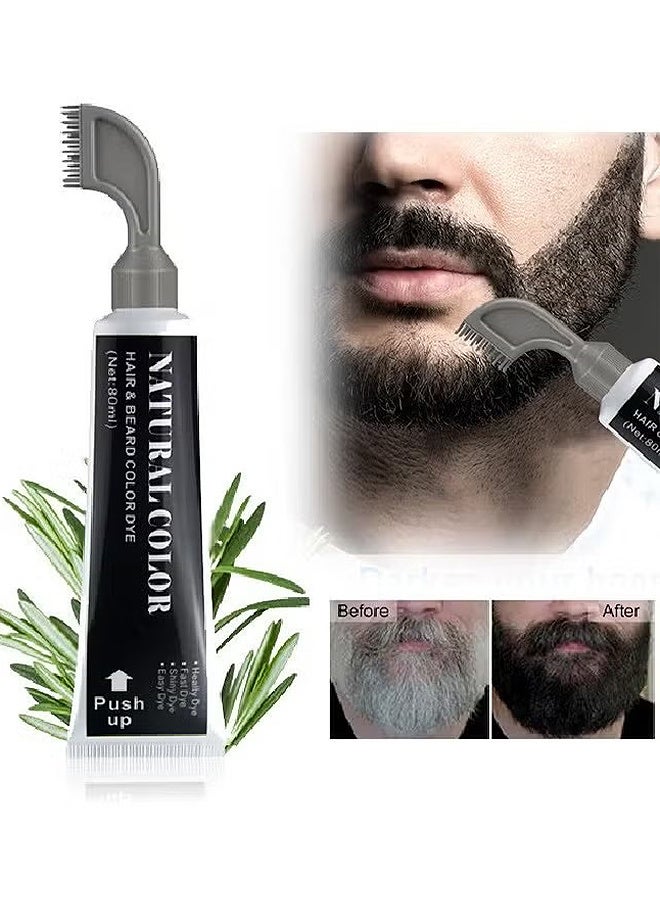 MOKERU Hair & Beare Color For Man,Rosemary 2 in 1 Beard Dye ,Effective Enhance Facial Hair (Natural Black) - Image 1