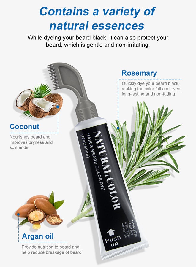 MOKERU Hair & Beare Color For Man,Rosemary 2 in 1 Beard Dye ,Effective Enhance Facial Hair (Natural Black) - Image 2