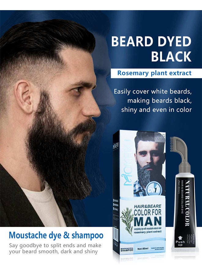 MOKERU Hair & Beare Color For Man,Rosemary 2 in 1 Beard Dye ,Effective Enhance Facial Hair (Natural Black) - Image 3