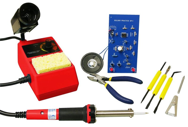 Elenco Deluxe Learn to Solder Kit | Fully Adjustable Soldering Station | Temperature Range: 350°-900°F | SL-75T2 Wedge Tip | ST-1 Side cutters | SE-1 Solder Ease Kit | SP-1A Solder Practice Kit - Image 5