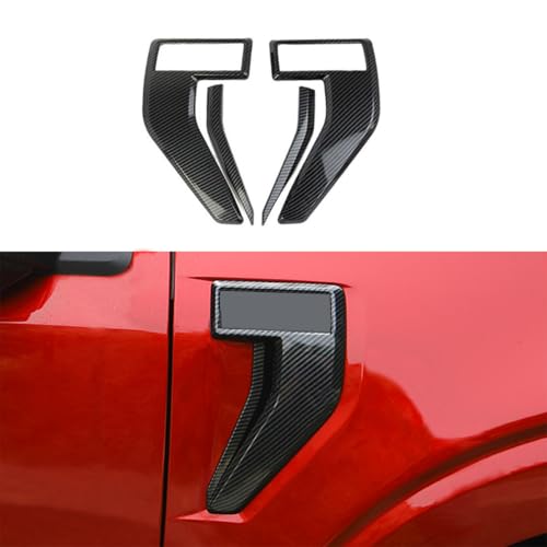 Keptrim for Ford F150 2021 2022 2023 2024 Front Fender Air Outlet Vent Cover Trim ABS Carbon Fiber 4pcs