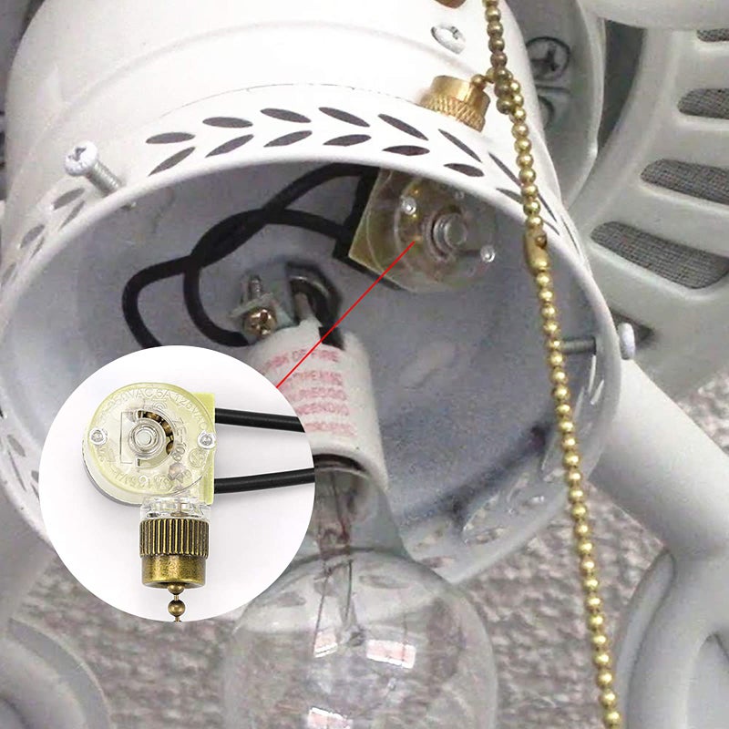 VIPMOON 3 Pack Ceiling Fan Light Switch Zing Ear ZE-109, Two-Wire Light Switch with Pull Cords for Ceiling Lamp Fans and Wall Lamp Pull Chain Control Replacement On-Off, Bronze - Image 5