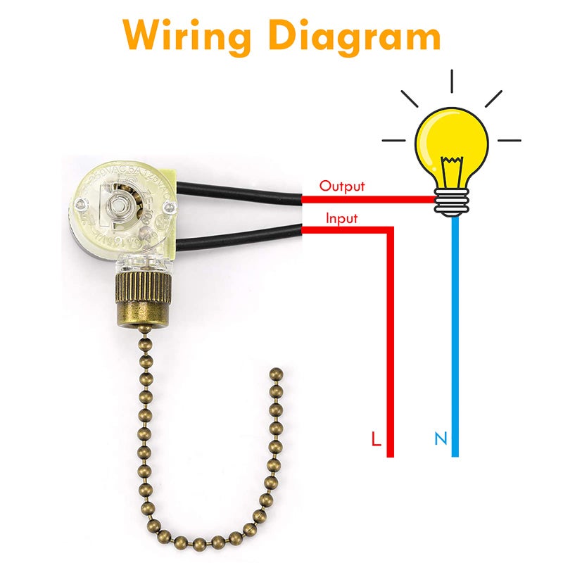 VIPMOON 3 Pack Ceiling Fan Light Switch Zing Ear ZE-109, Two-Wire Light Switch with Pull Cords for Ceiling Lamp Fans and Wall Lamp Pull Chain Control Replacement On-Off, Bronze - Image 4