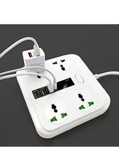 Generic Extension Lead Universal Outlets with 4 USB Ports 4 Way Power Strips Surge Protector 2Mor Bold Cord Switch Portable Charger Fuse and Shutter Charging Hub Station 40W Super Quik Charge Black  - Image 5