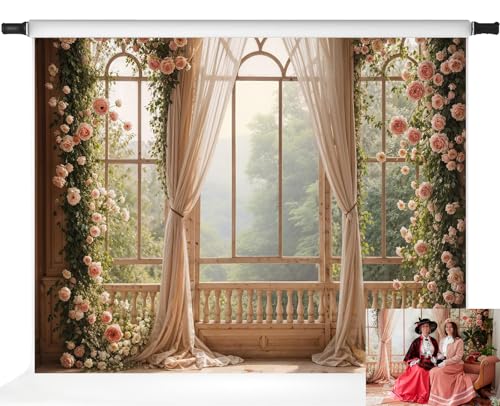 Kate Flower Wall Backdrops for Photography Arch Photo Background Window Curtain Wedding Photo Prop, 7x5ft - Image 1