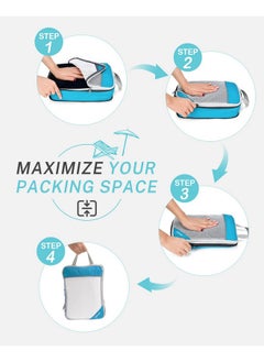 Gonex Gonex Compression Packing Cubes Mesh Organizers L+M+S+XS+Slim+Laundry Bag Blue  - Image 2