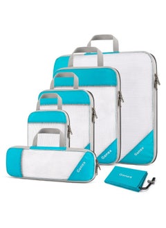 Gonex Gonex Compression Packing Cubes Mesh Organizers L+M+S+XS+Slim+Laundry Bag Blue  - Image 1