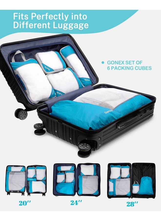 Gonex - Gonex Compression Packing Cubes Mesh Organizers L+M+S+XS+Slim+Laundry Bag Blue - Image 1