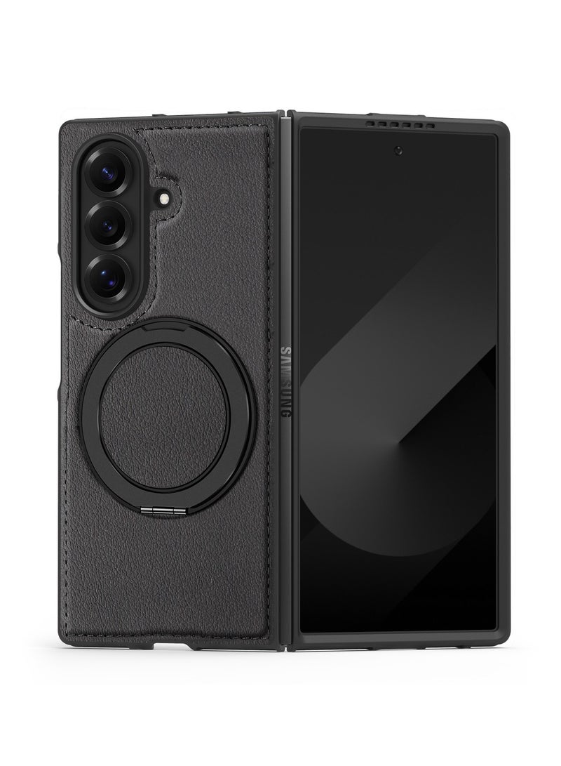 general Case Compatible with Samsung Z Fold7 Folding Phone Case Leather 360 Rotating Stand Magnetic Protective Case - Image 3